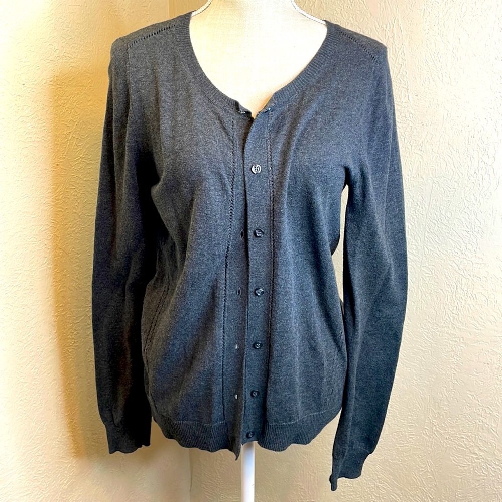 Mix by Hawthorn Gray 100% Cotton Cardigan Sweater